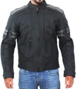 Black Armored Leather Motorcycle Jacket