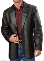 Mens Genuine soft Lambskin Leather Blazer Jacket TWO BUTTON Coat