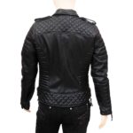 Womens Boda Style Quilted Leather Biker Jacket Black - Image 6