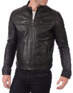 Mens Biker Motorcycle Leather Jacket