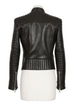 Womens Genuine Lambskin Motorcycle Leather Jacket - Image 2