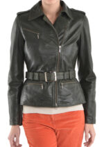 Womens Leather Motorcycle Biker Leather Jacket