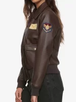 Carol Danvers Captain Marvel Flight Bomber Leather Jacket - Image 4